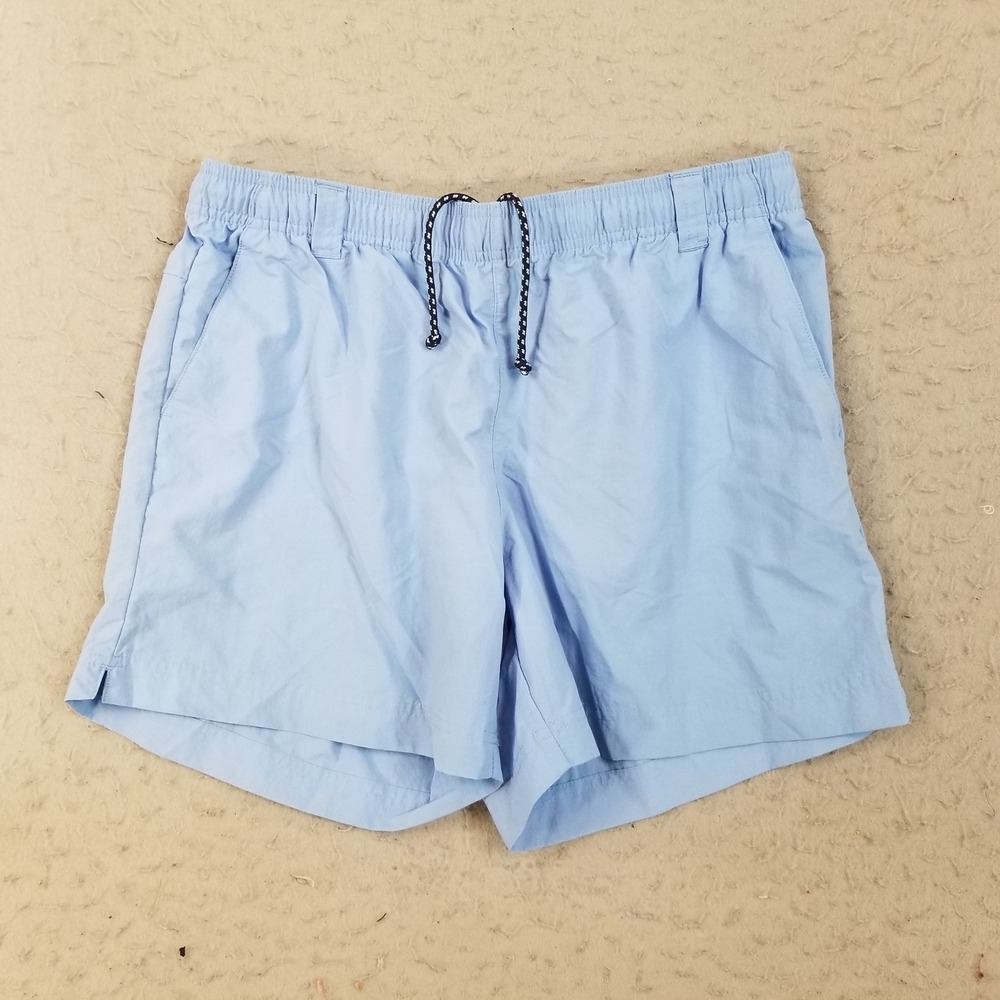 Columbia Shorts Mens L Blue PFG Backcast III Water Fishing Nylon FL0073 6 Inseam